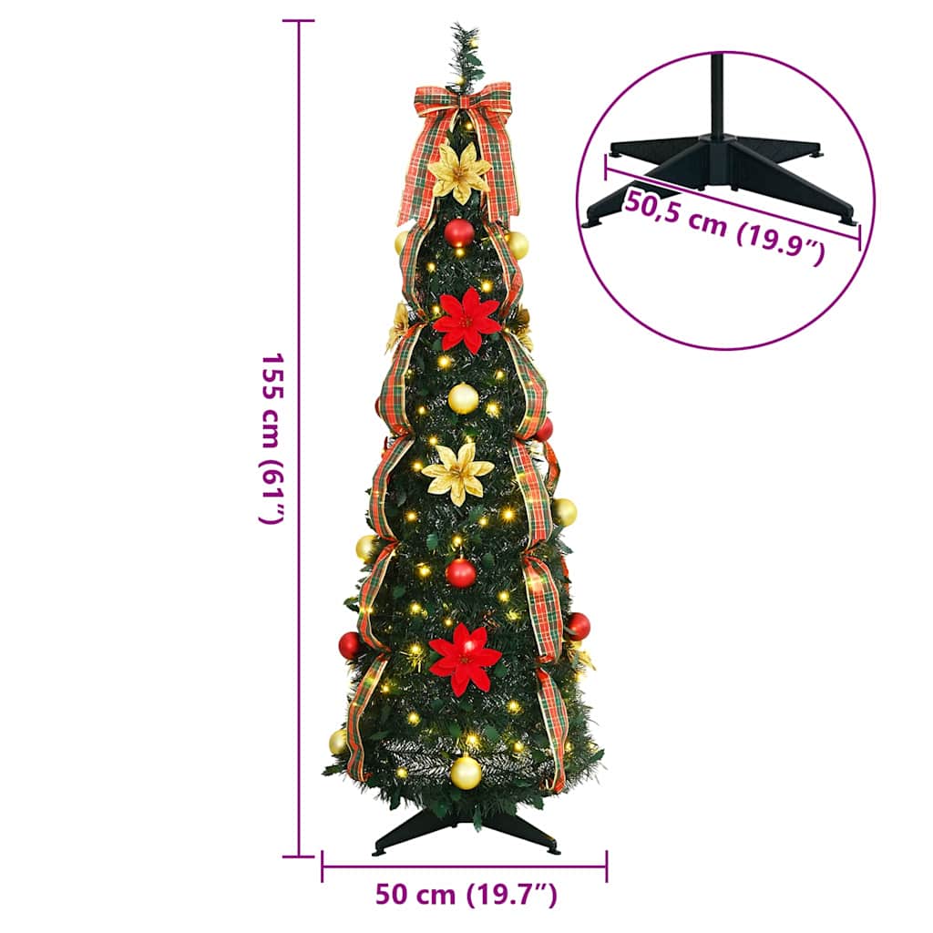 Albero di Natale artificiale con 100 LED, verde, 150 cm, PVC