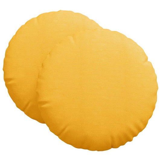 Cuscini per seduta, 2 pezzi, giallo chiaro, Ø 60 cm, tessuto a coste