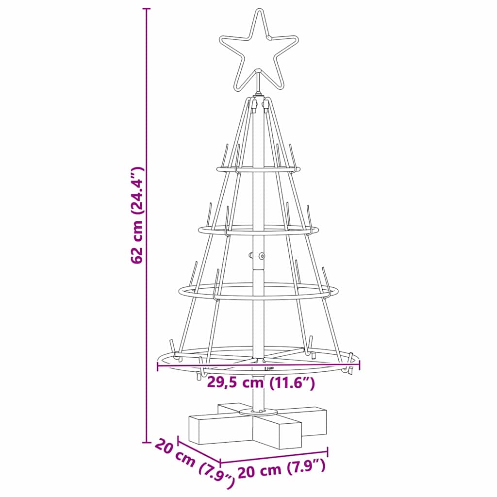 Albero di Natale a pigna con supporto nero 60 cm in acciaio