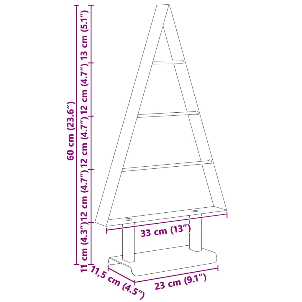 Metall Weihnachtsbaum mit Ständer Schwarz 60 cm Stahl