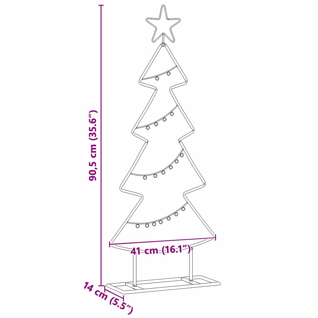 Albero di Natale in metallo con supporto, nero, 90 cm, acciaio