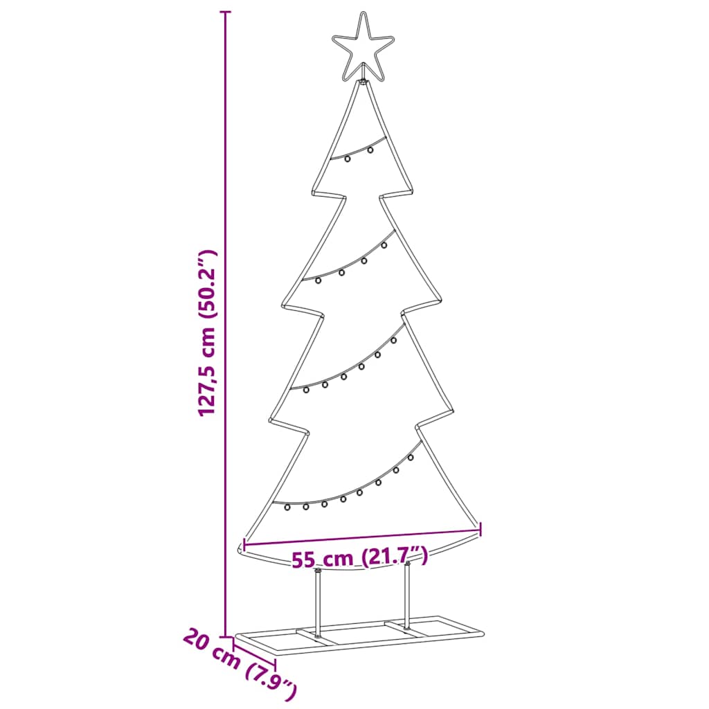 Metall Weihnachtsbaum mit Ständer Schwarz 125 cm Stahl