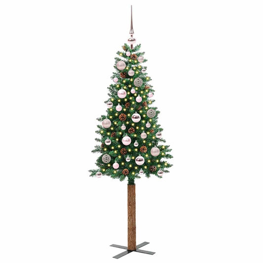 Schlanker Weihnachtsbaum mit 150 LEDs mit Ständer Grün 150 cm