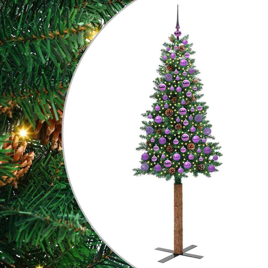 Schlanker Weihnachtsbaum mit 300 LEDs mit Ständer Grün 180 cm