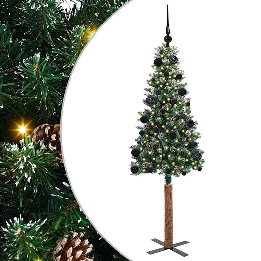 Albero di Natale sottile con 150 LED verdi e bianchi, 150 cm