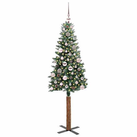 Albero di Natale sottile con 150 LED verdi e bianchi, 150 cm