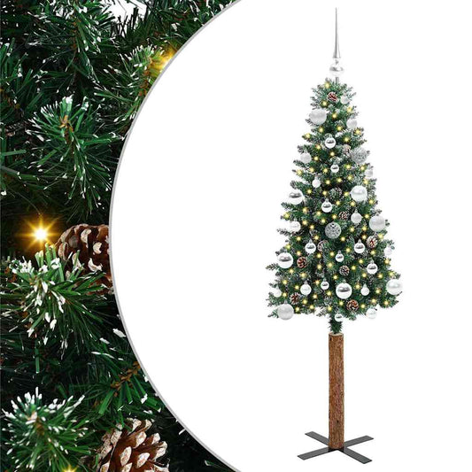 Schlanker Weihnachtsbaum mit 150 LEDs mit Ständer Grün 150 cm