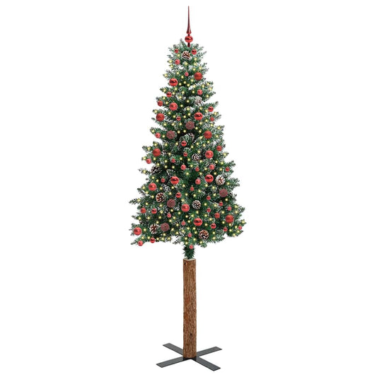 Schlanker Weihnachtsbaum mit 300 LEDs mit Ständer Grün 210 cm