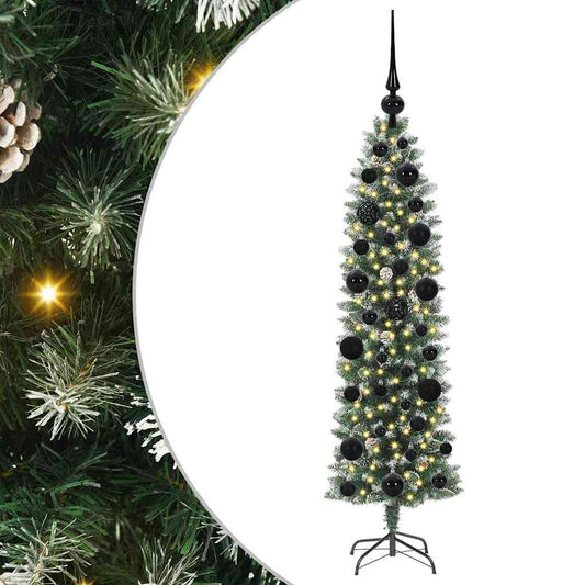 Künstlicher schlanker Weihnachtsbaum Grün und Weiß 120 cm