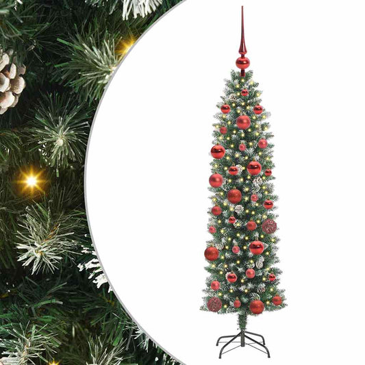 Künstlicher schlanker Weihnachtsbaum Grün und Weiß 150 cm