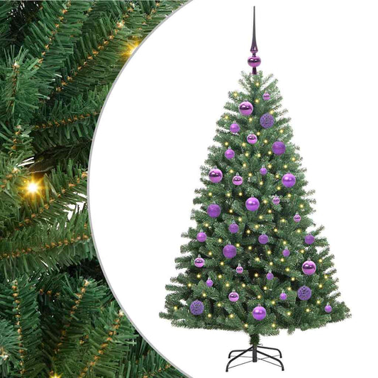 Künstlicher klappbarer Weihnachtsbaum mit 150 LEDs Grün 120 cm