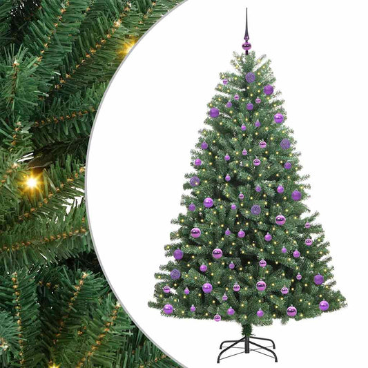 Künstlicher klappbarer Weihnachtsbaum mit 300 LEDs Grün 210 cm