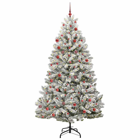 Künstlicher Weihnachtsbaum Grün und Weiß 210 cm PVC und Metall