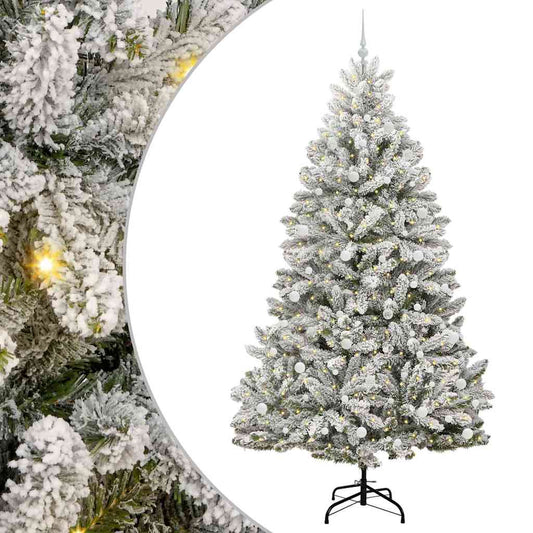 Künstlicher Weihnachtsbaum Grün und Weiß 240 cm PVC und Metall