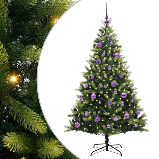 Künstlicher geflammter Weihnachtsbaum 150 LEDs Grün 150 cm