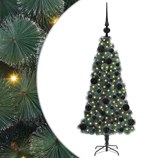 Künstlicher vorbeleuchteter Weihnachtsbaum mit Kugelset 120 cm