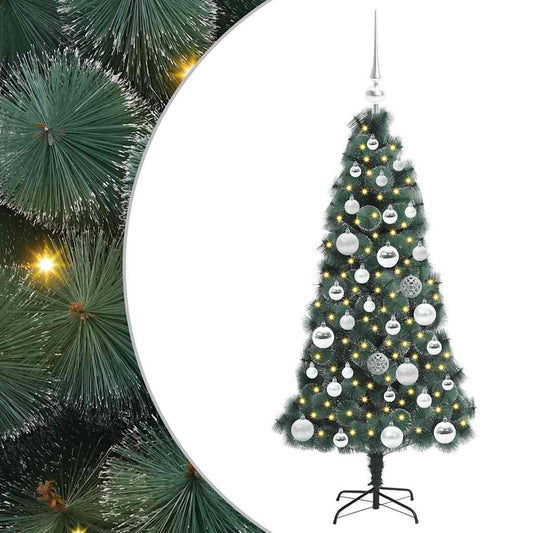 Künstlicher vorbeleuchteter Weihnachtsbaum mit Kugelset 120 cm
