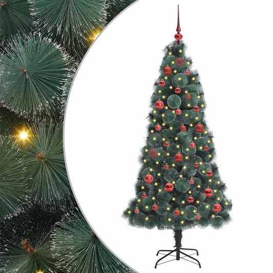 Künstlicher vorbeleuchteter Weihnachtsbaum mit Kugelset 150 cm