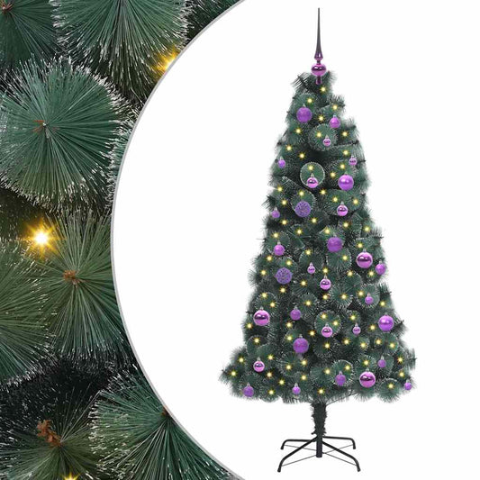 Künstlicher vorbeleuchteter Weihnachtsbaum mit Kugelset 150 cm