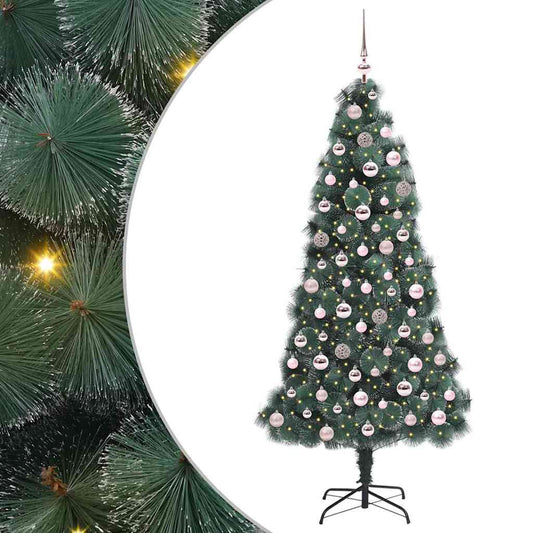 Künstlicher vorbeleuchteter Weihnachtsbaum mit Kugelset 180 cm