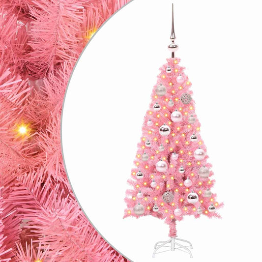 Weihnachtsbaum mit 150 LEDs mit Ständer Rosa 120 cm PVC