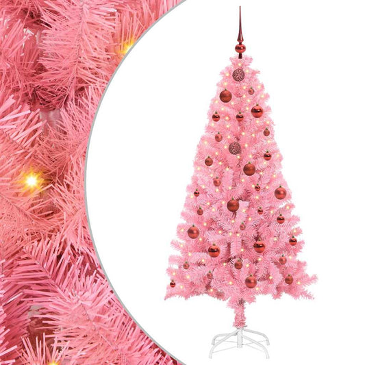 Weihnachtsbaum mit 150 LEDs mit Ständer Rosa 150 cm PVC