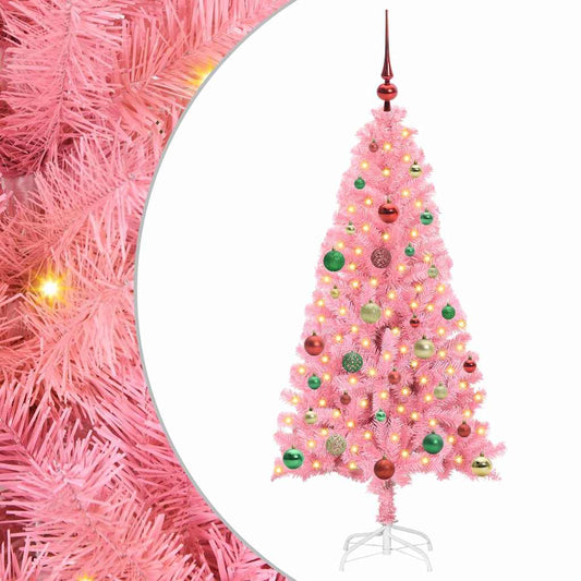 Weihnachtsbaum mit 150 LEDs mit Ständer Rosa 150 cm PVC