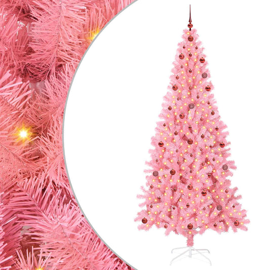 Weihnachtsbaum mit 300 LEDs mit Ständer Rosa 240 cm PVC