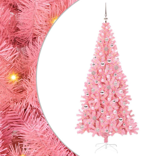 Albero di Natale con 300 LED e supporto, rosa, 240 cm, PVC