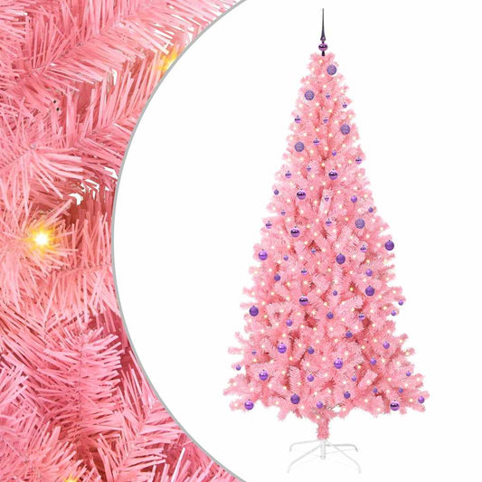 Weihnachtsbaum mit 300 LEDs mit Ständer Rosa 240 cm PVC