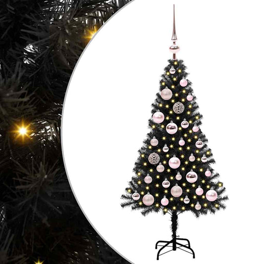 Weihnachtsbaum mit 150 LEDs mit Ständer Schwarz 120 cm PVC