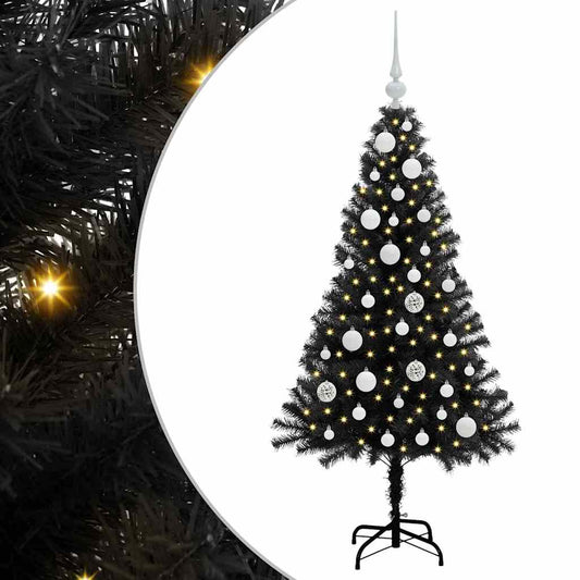 Weihnachtsbaum mit 150 LEDs mit Ständer Schwarz 120 cm PVC