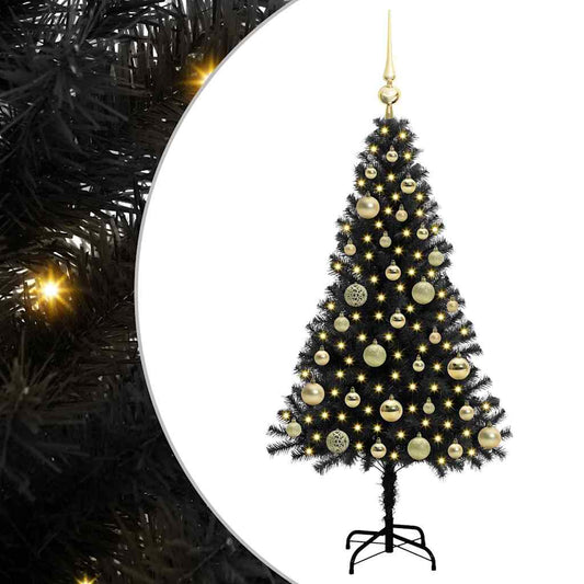 Weihnachtsbaum mit 150 LEDs mit Ständer Schwarz 120 cm PVC