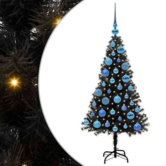 Weihnachtsbaum mit 150 LEDs mit Ständer Schwarz 120 cm PVC