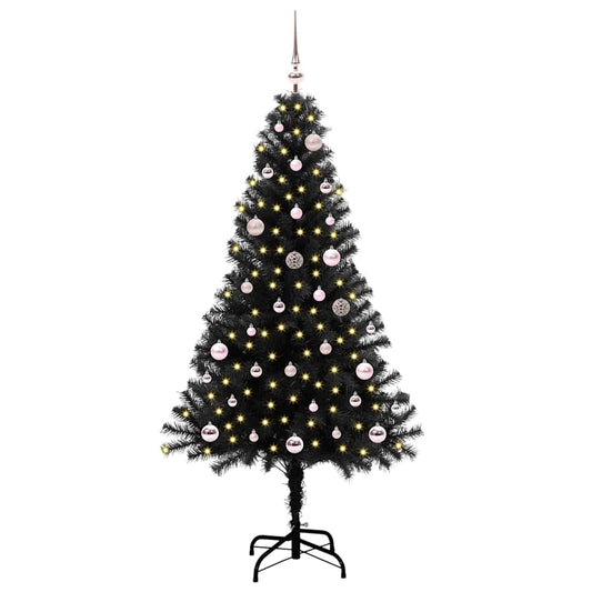 Weihnachtsbaum mit 150 LEDs mit Ständer Schwarz 150 cm PVC