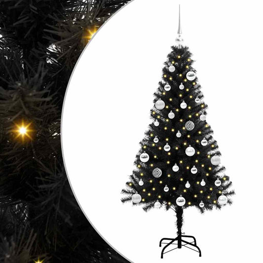 Weihnachtsbaum mit 150 LEDs mit Ständer Schwarz 150 cm PVC