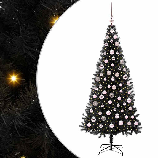 Albero di Natale con 300 LED con supporto nero 180 cm PVC