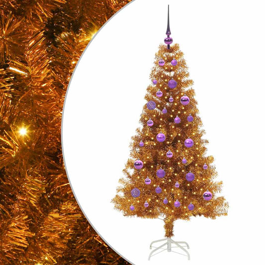 Weihnachtsbaum mit 150 LEDs mit Ständer Gold 150 cm PET