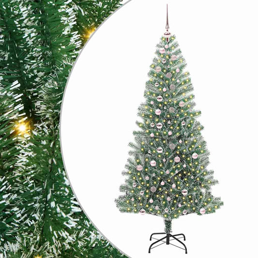 Künstlicher Weihnachtsbaum beschneit mit LED Licht 240 cm