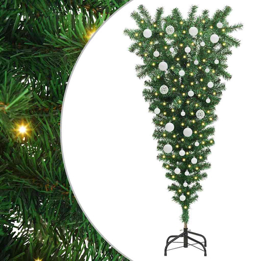 Umgedrehter Kunst Weihnachtsbaum mit Kugelset Grün 120 cm PVC