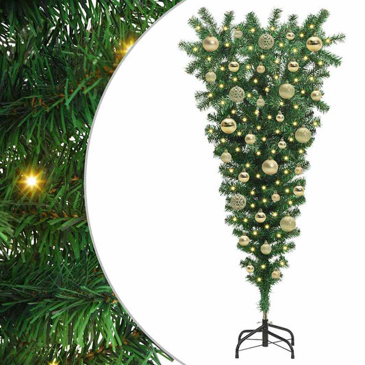 Umgedrehter Kunst Weihnachtsbaum mit Kugelset Grün 120 cm PVC