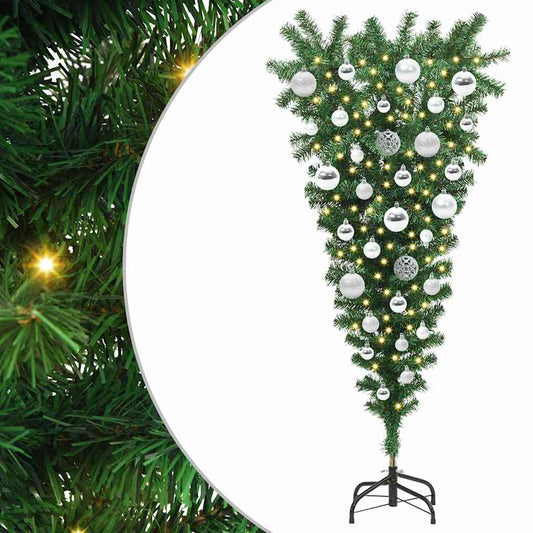 Umgedrehter Kunst Weihnachtsbaum mit Kugelset Grün 120 cm PVC