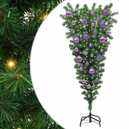 Umgedrehter Kunst Weihnachtsbaum mit Kugelset Grün 120 cm PVC