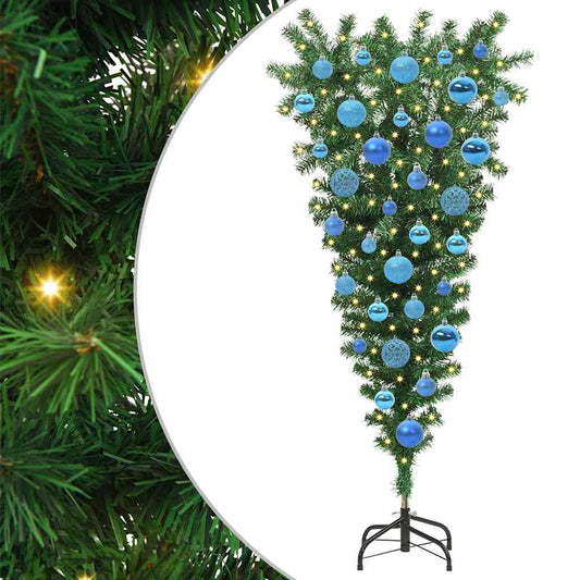 Umgedrehter Kunst Weihnachtsbaum mit Kugelset Grün 120 cm PVC
