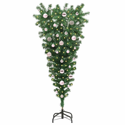 Umgedrehter Kunst Weihnachtsbaum mit Kugelset Grün 150 cm PVC