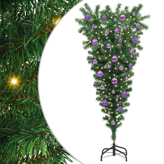 Umgedrehter Kunst Weihnachtsbaum mit Kugelset Grün 150 cm PVC