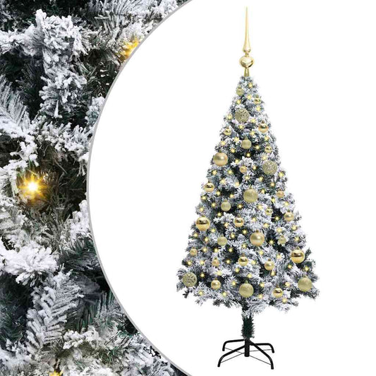 Albero di Natale artificiale con 150 LED e supporto, verde, 120 cm
