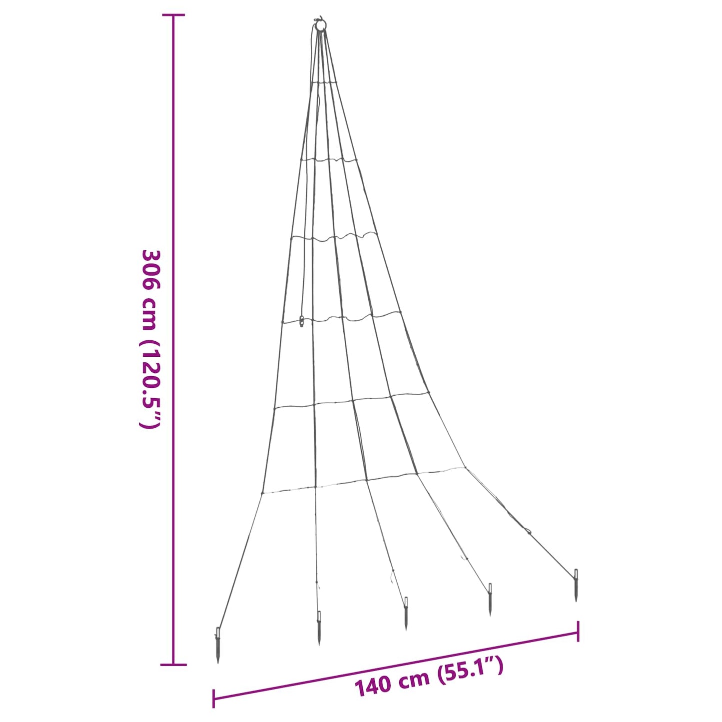 LED Weihnachtsbaum mit Erdspießen Blau 306 cm Metall