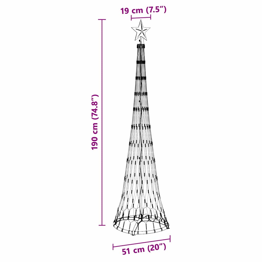 LED-Weihnachtsbaum Mehrfarbig 51 x 51 x 190 cm Metall