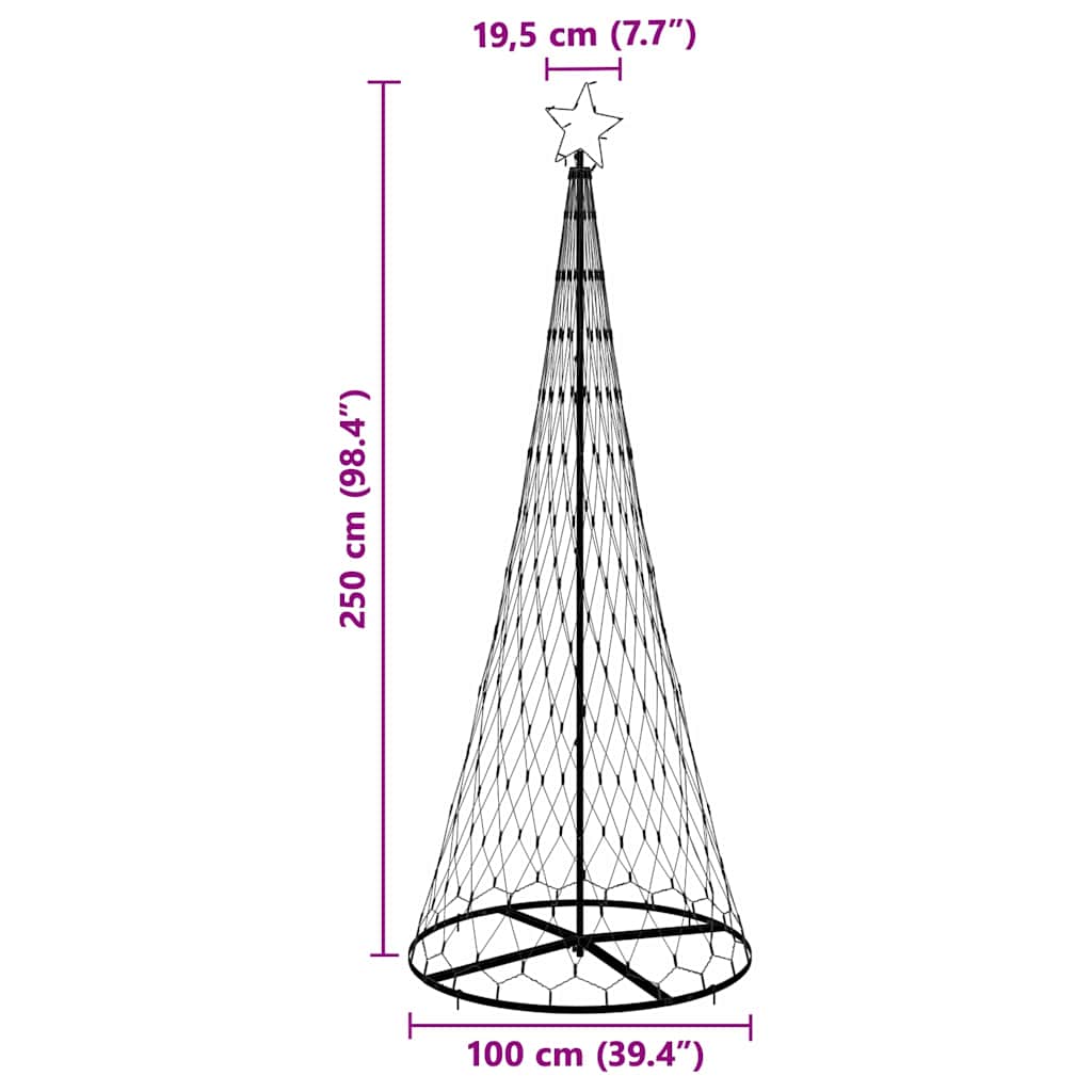 LED-Weihnachtsbaum Kaltweiß 100 x 100 x 250 cm Metall